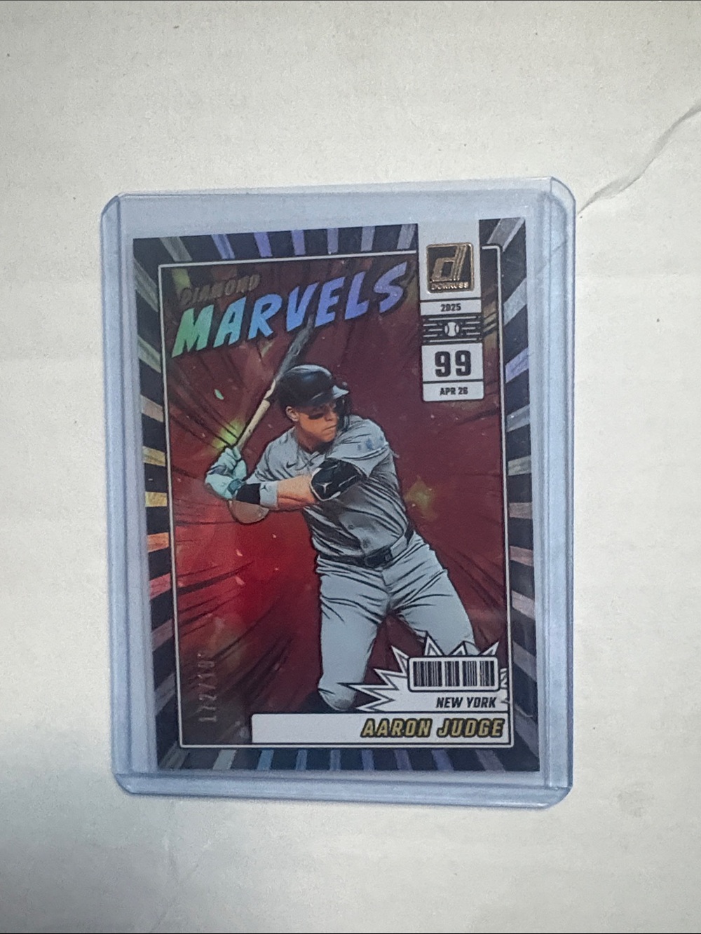 Aaron Judge Donruss Marvels #16 /99 Baseball Trading Card - Red Background
